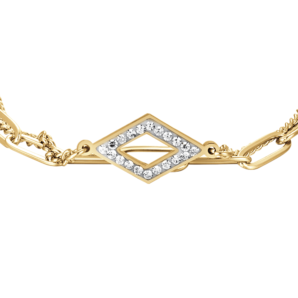 BRACCIALE DONNA IN ACCIAIO IP GOLD CON CRISTALLI BIANCHI Luca Barra