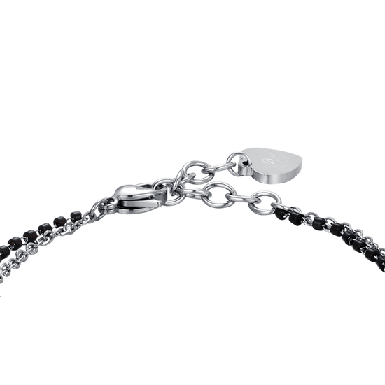 BRACCIALE DONNA IN ACCIAIO CON STELLE, ELEMENTI IP NERO E CRISTALLO BIANCO Luca Barra