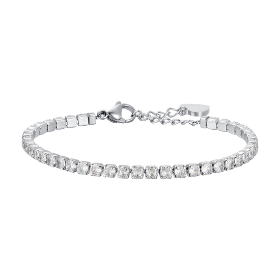 BRACCIALE TENNIS DONNA IN ACCIAIO CON CRISTALLI BIANCHI DA 4 MM