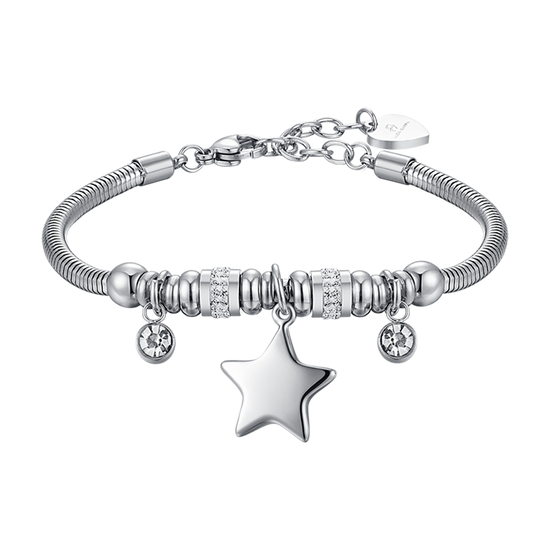 BRACCIALE DONNA IN ACCIAIO CON STELLA E CRISTALLI BIANCHI