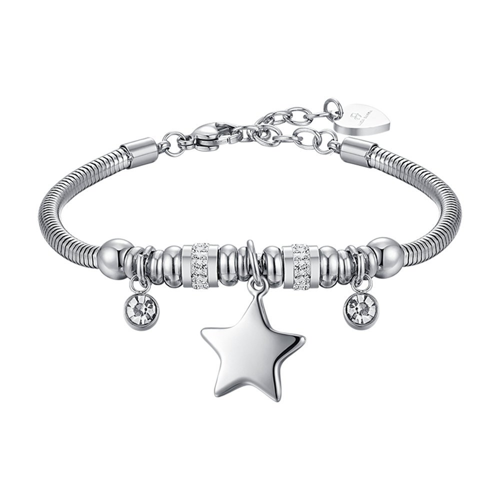 BRACCIALE DONNA IN ACCIAIO CON STELLA E CRISTALLI BIANCHI