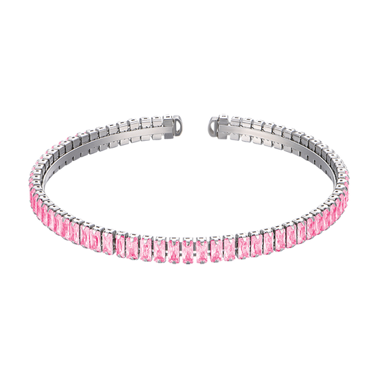 BRACCIALE DONNA IN ACCIAIO CON CRISTALLI ROSA