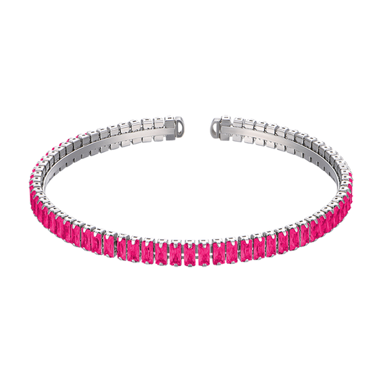 BRACCIALE DONNA IN ACCIAIO CON CRISTALLI FUCSIA