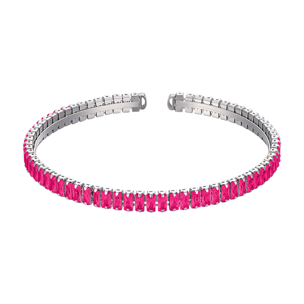 BRACCIALE DONNA IN ACCIAIO CON CRISTALLI FUCSIA