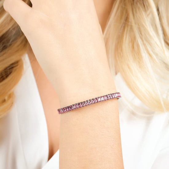 BRACCIALE DONNA IN ACCIAIO CON CRISTALLI FUCSIA