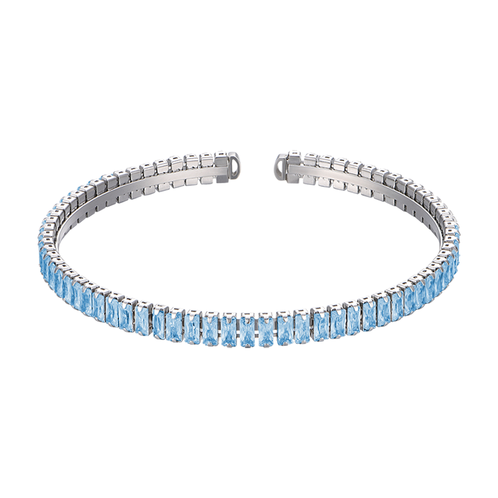 BRACCIALE DONNA IN ACCIAIO CON CRISTALLI AZZURRI