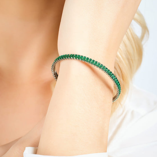 BRACCIALE DONNA IN ACCIAIO CON CRISTALLI VERDI