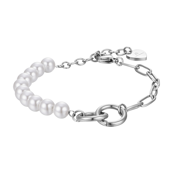 BRACCIALE DONNA IN ACCIAIO CON PERLE BIANCHE