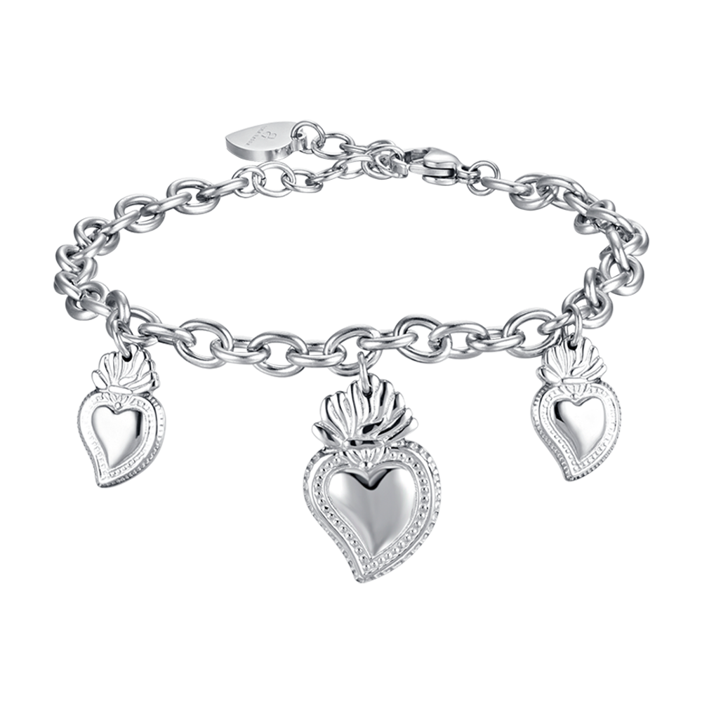 BRACCIALE DONNA IN ACCIAIO CON CUORE SACRO