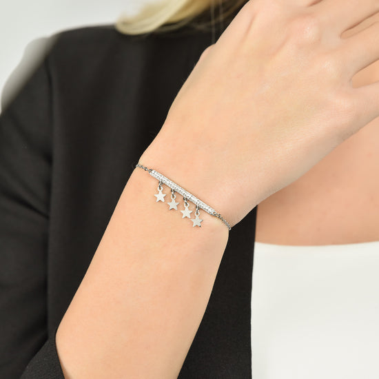 BRACCIALE DONNA IN ACCIAIO CON CIONDOLI STELLE