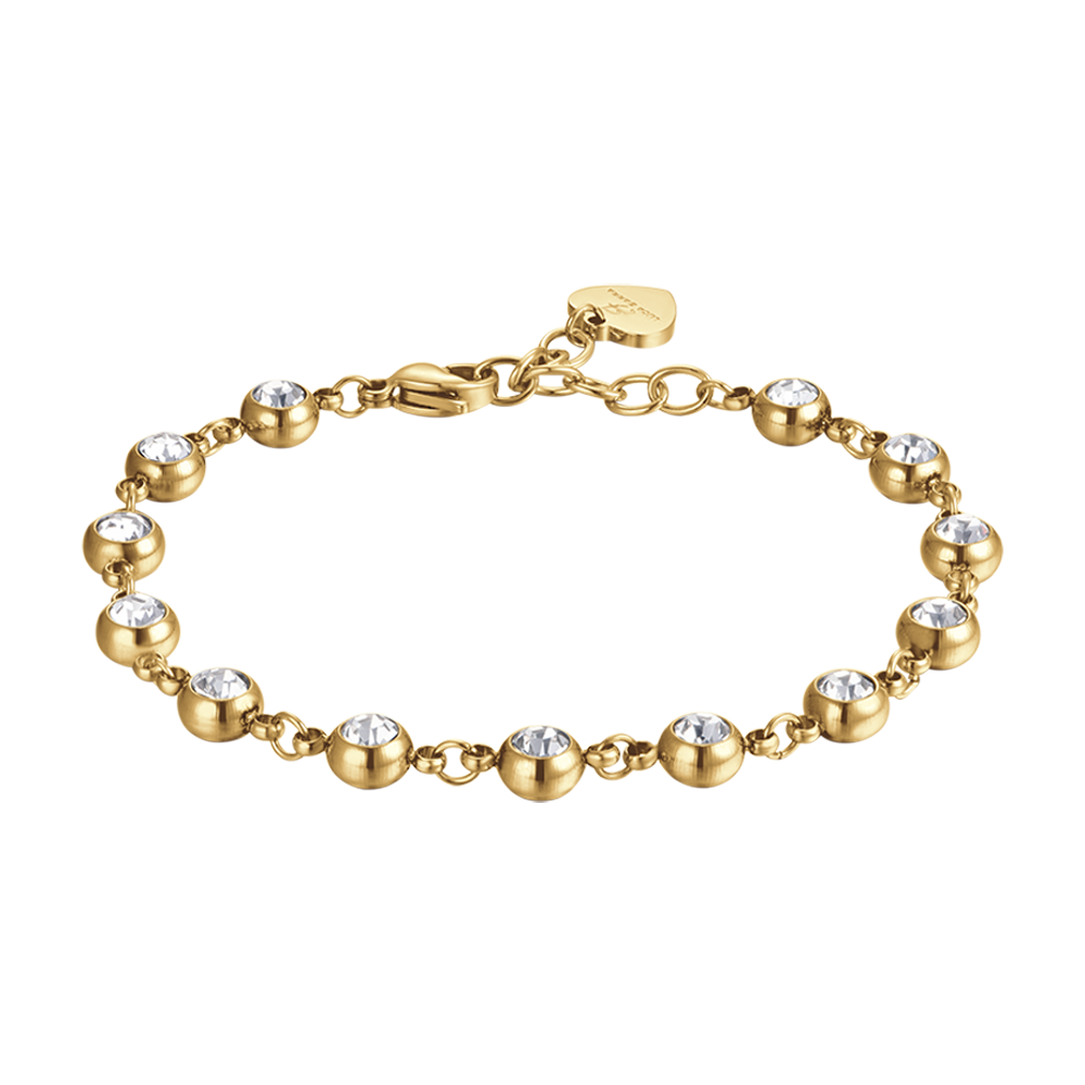 BRACCIALE DONNA IN ACCIAIO IP GOLD CON CRISTALLI BIANCHI Luca Barra