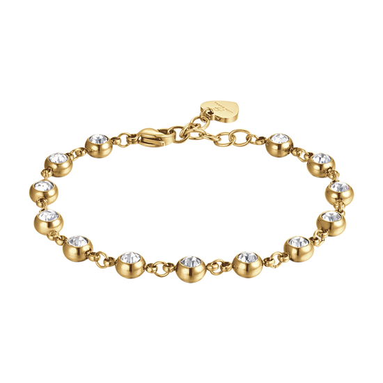 BRACCIALE DONNA IN ACCIAIO IP GOLD CON CRISTALLI BIANCHI