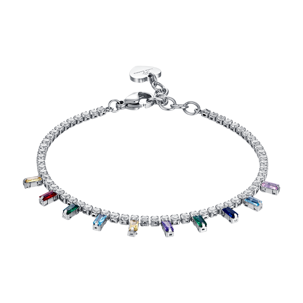 BRACCIALE DONNA IN ACCIAIO CON CRISTALLI MULTICOLOR