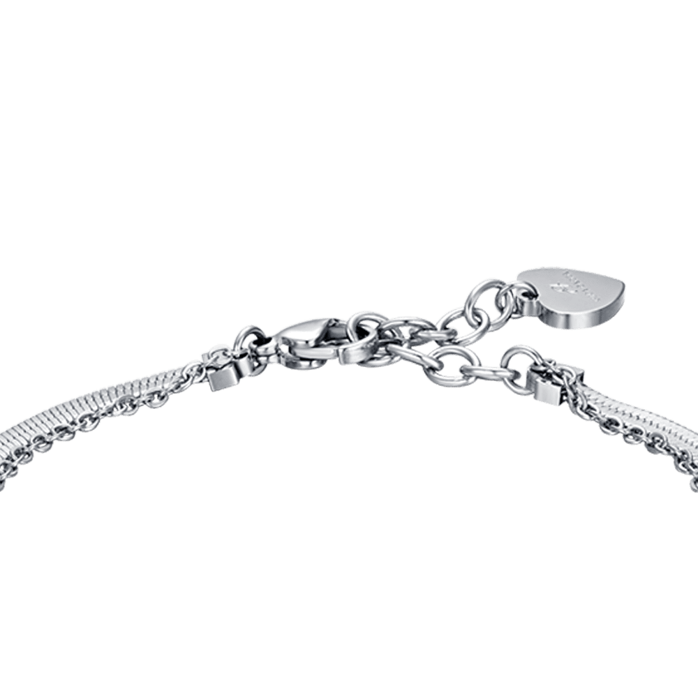 BRACCIALE DONNA IN ACCIAIO CON FIORE DI LOTO CON CRISTALLI BIANCHI Luca Barra