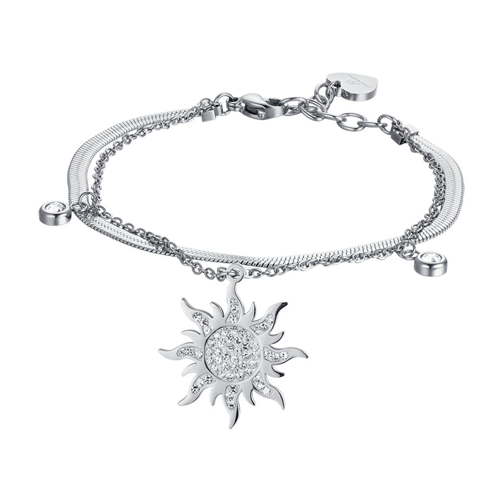 BRACCIALE DONNA IN ACCIAIO CON SOLE CON CRISTALLI BIANCHI