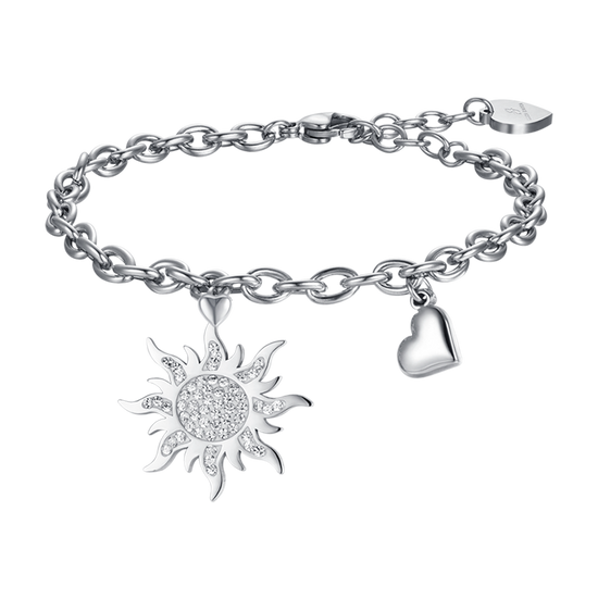 BRACCIALE DONNA IN ACCIAIO CON SOLE CON CRISTALLI BIANCHI