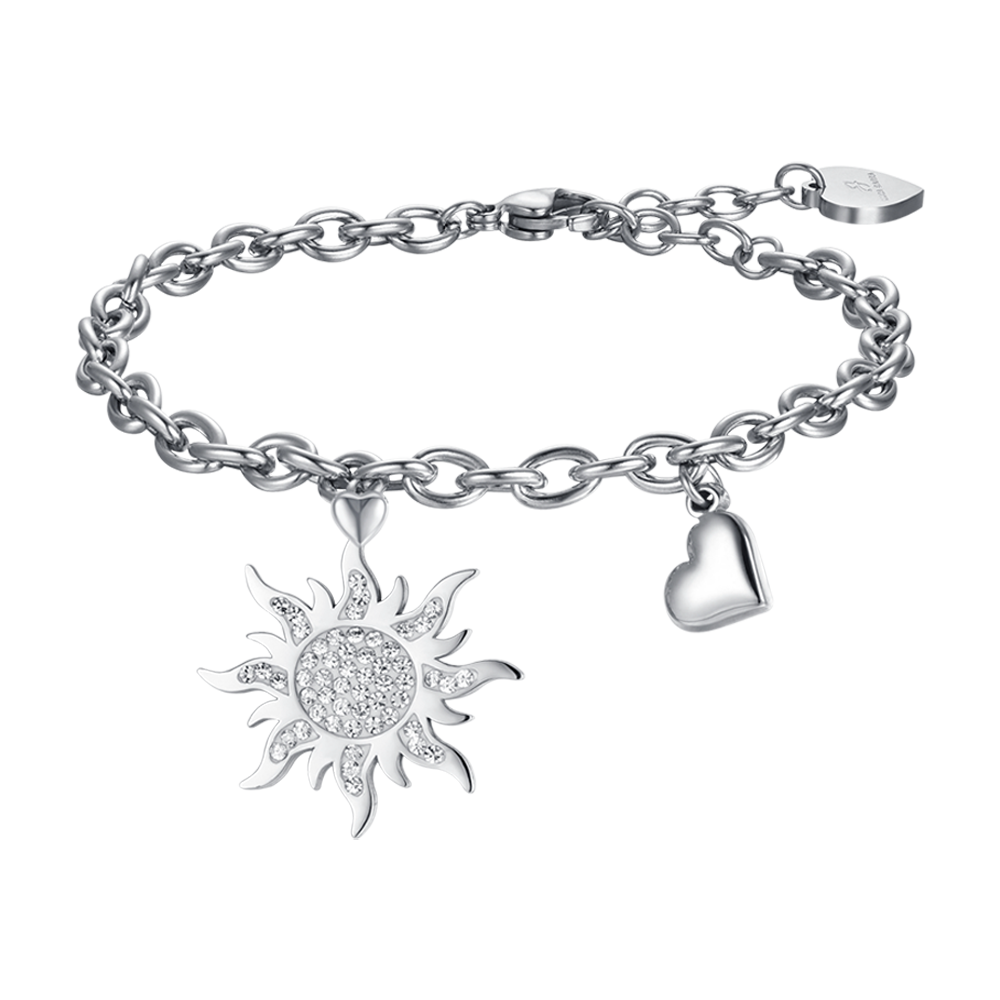 BRACCIALE DONNA IN ACCIAIO CON SOLE CON CRISTALLI BIANCHI