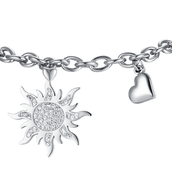 BRACCIALE DONNA IN ACCIAIO CON SOLE CON CRISTALLI BIANCHI Luca Barra