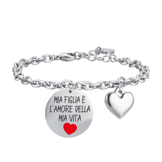 BRACCIALE DONNA IN ACCIAIO MIA FIGLIA E' L'AMORE DELLA MIA VITA