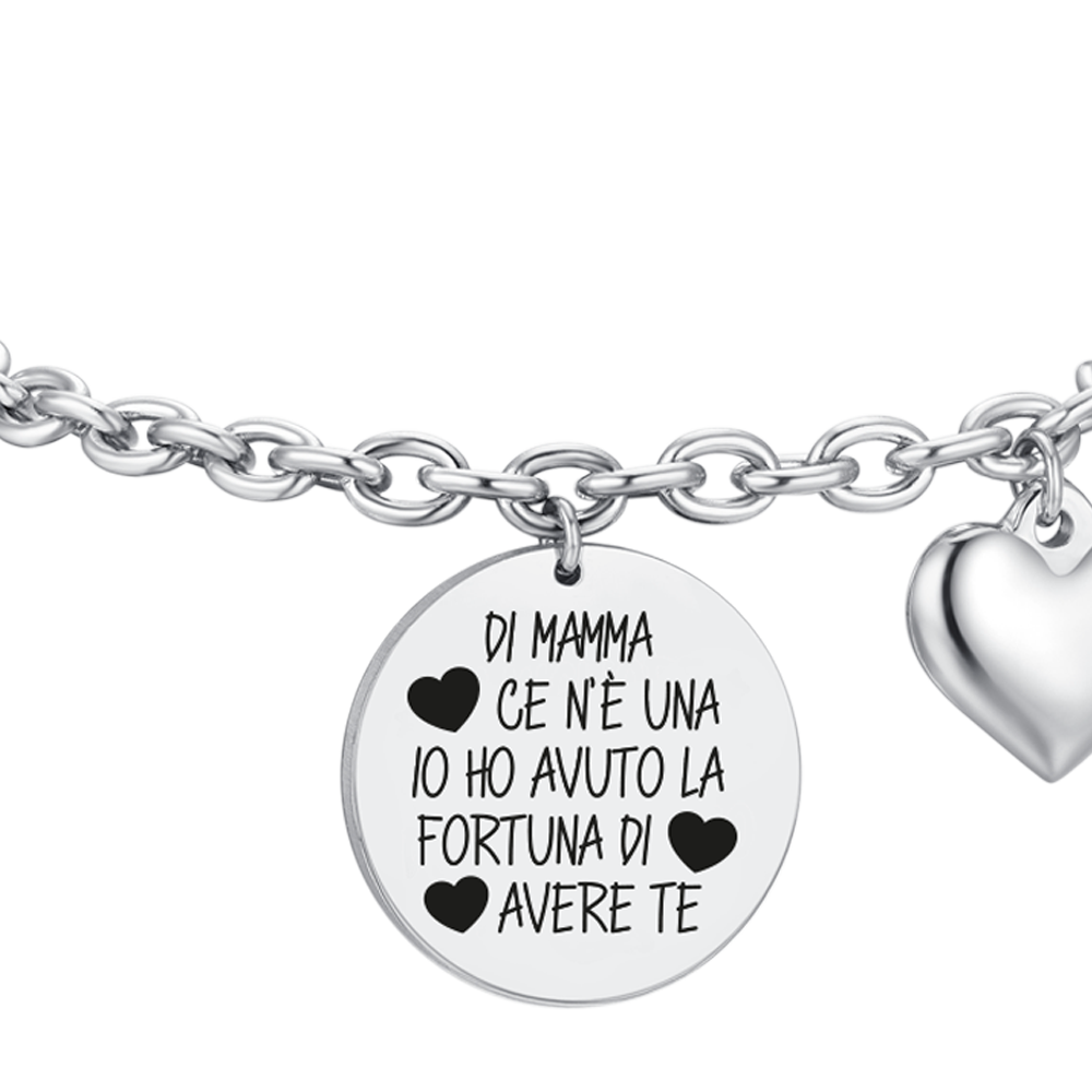 BRACCIALE DONNA IN ACCIAIO DI MAMMA CE N'E' UNA IO HO AVUTO LA FORTUNA DI AVERE Luca Barra