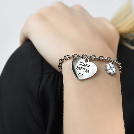 BRACCIALE DONNA IN ACCIAIO GRAZIE MAESTRA
