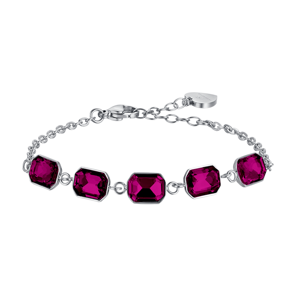 BRACCIALE DONNA IN ACCIAIO CON CRISTALLI FUCSIA