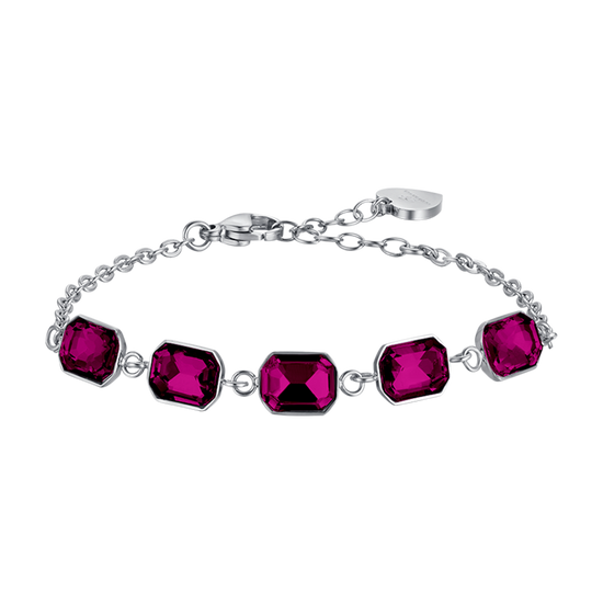 BRACCIALE DONNA IN ACCIAIO CON CRISTALLI FUCSIA