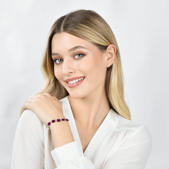 BRACCIALE DONNA IN ACCIAIO CON CRISTALLI FUCSIA