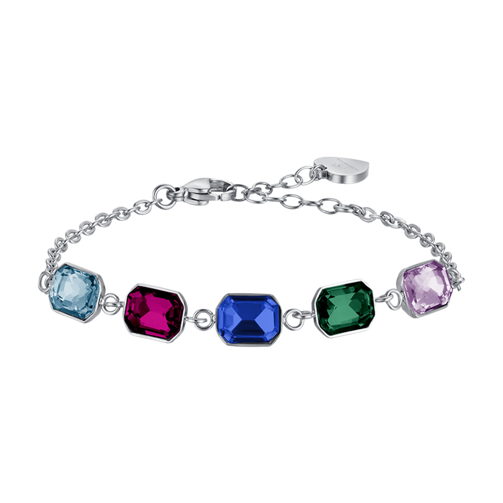 BRACCIALE DONNA IN ACCIAIO CON CRISTALLI MULTICOLOR