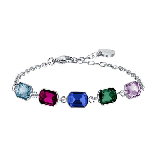 BRACCIALE DONNA IN ACCIAIO CON CRISTALLI MULTICOLOR