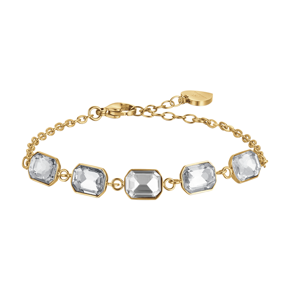 BRACCIALE DONNA IN ACCIAIO IP GOLD CON CRISTALLI BIANCHI