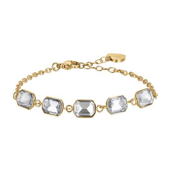 BRACCIALE DONNA IN ACCIAIO IP GOLD CON CRISTALLI BIANCHI