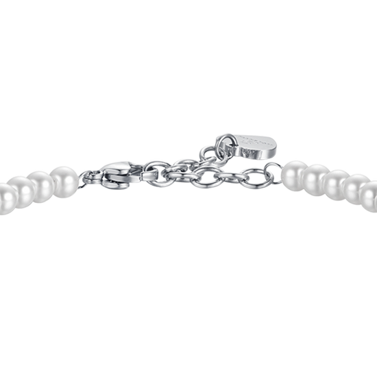 BRACCIALE DONNA IN ACCIAIO CON PERLE CON CRISTALLO BIANCO