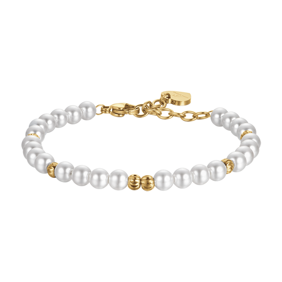 BRACCIALE DONNA IN ACCIAIO IP GOLD CON PERLE ED ELEMENTI IN ACCIAIO