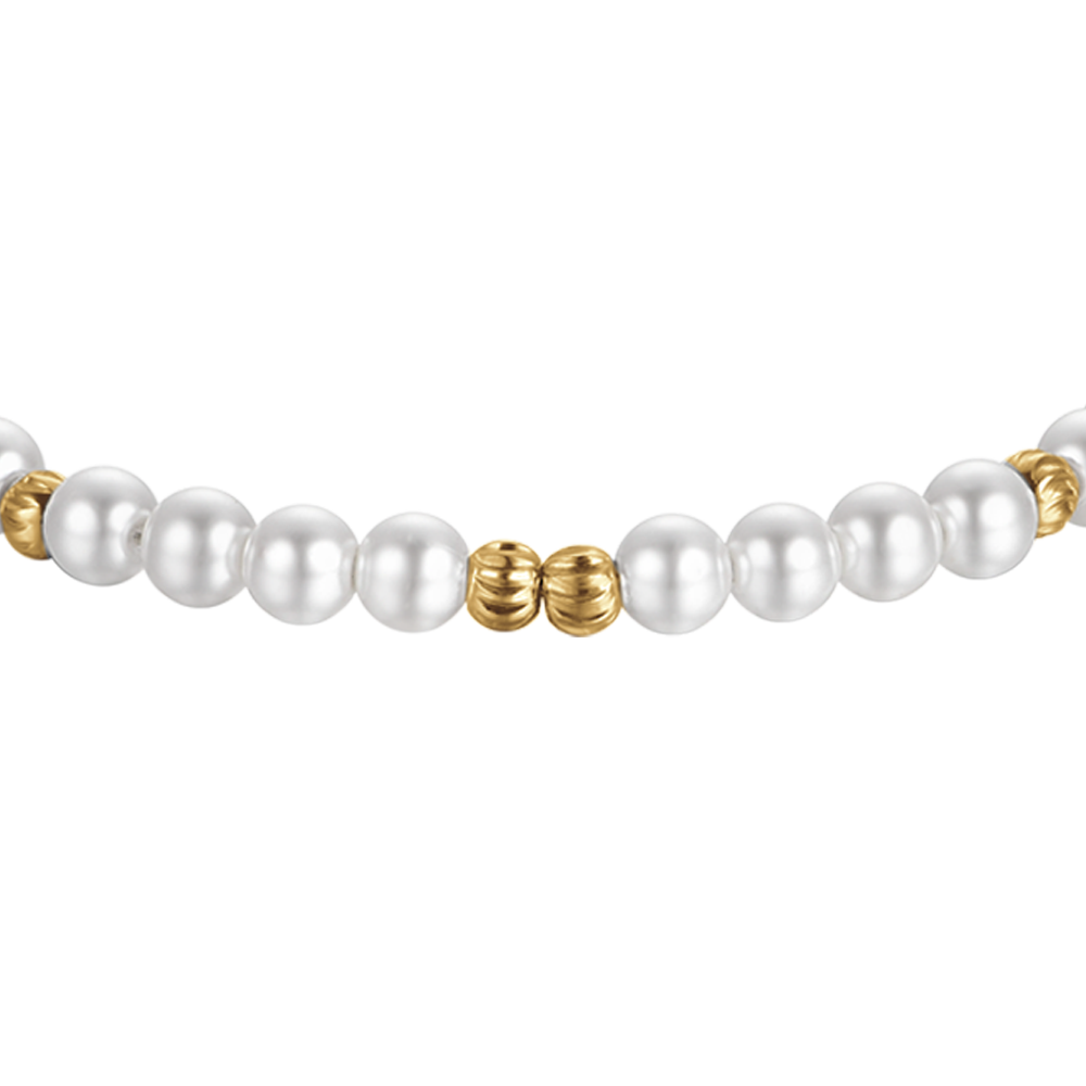 BRACCIALE DONNA IN ACCIAIO IP GOLD CON PERLE ED ELEMENTI IN ACCIAIO