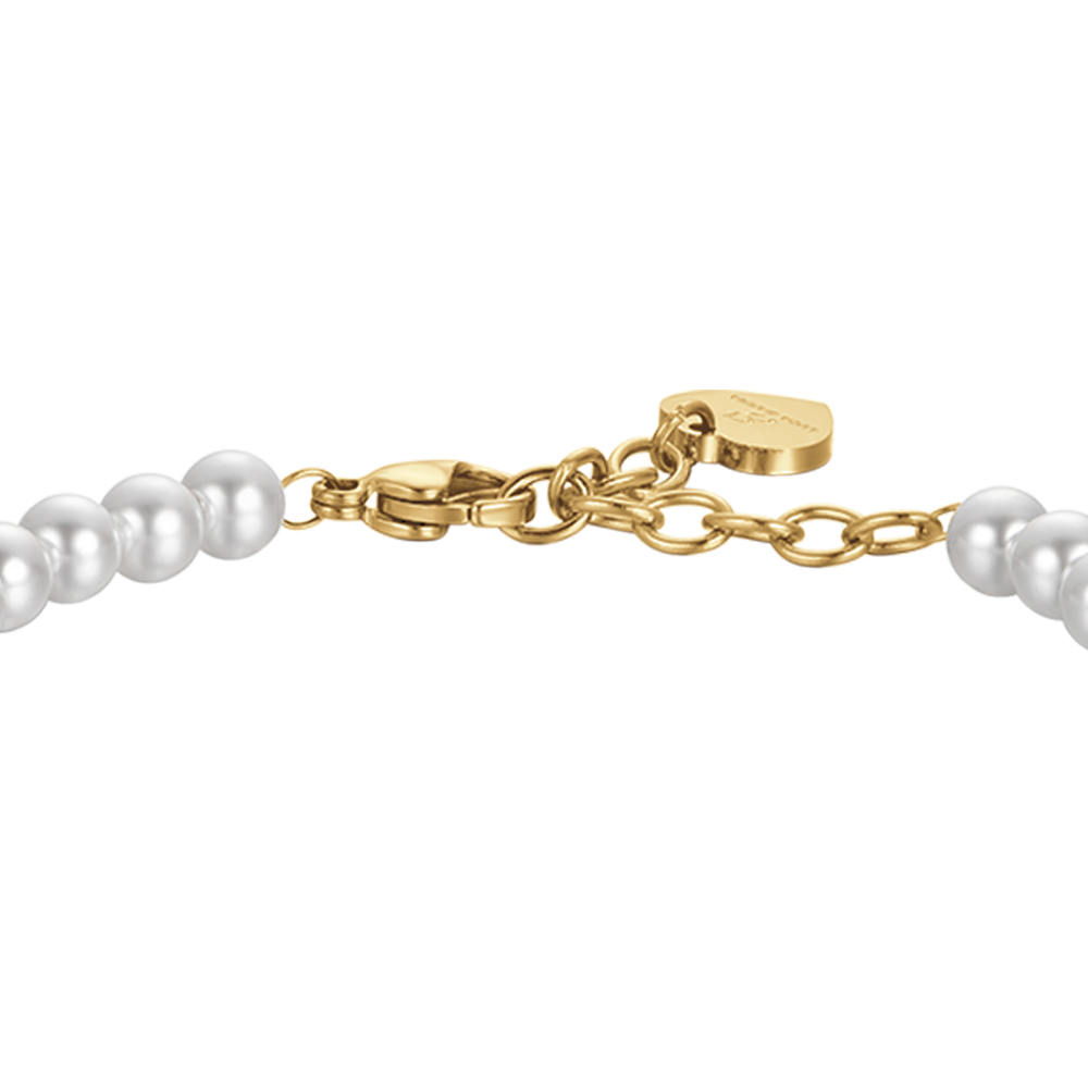 BRACCIALE DONNA IN ACCIAIO IP GOLD CON PERLE ED ELEMENTI IN ACCIAIO