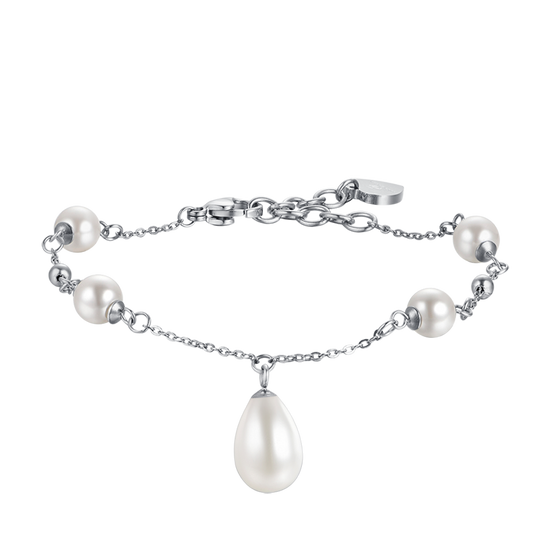 BRACCIALE DONNA IN ACCIAIO CON PERLE