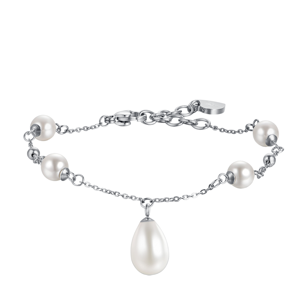 BRACCIALE DONNA IN ACCIAIO CON PERLE