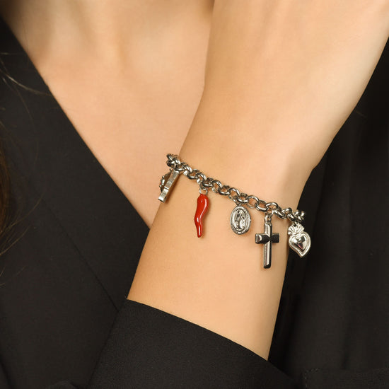 BRACCIALE DONNA IN ACCIAIO CON CHARMS