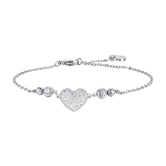 BRACCIALE DONNA IN ACCIAIO CON CUORE CON CRISTALLI BIANCHI