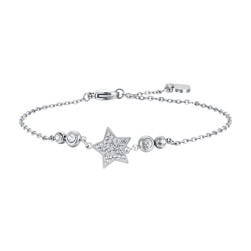 BRACCIALE DONNA IN ACCIAIO CON STELLA CON CRISTALLI BIANCHI