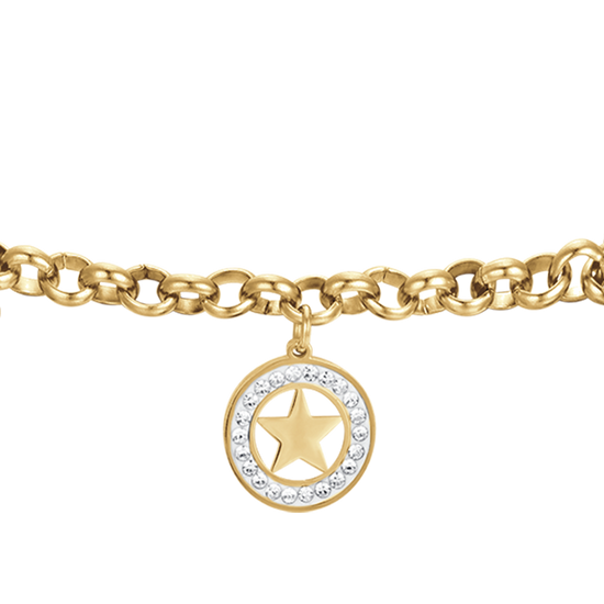 BRACCIALE DONNA IN ACCIAIO IP GOLD CON STELLE E CRISTALLI BIANCHI