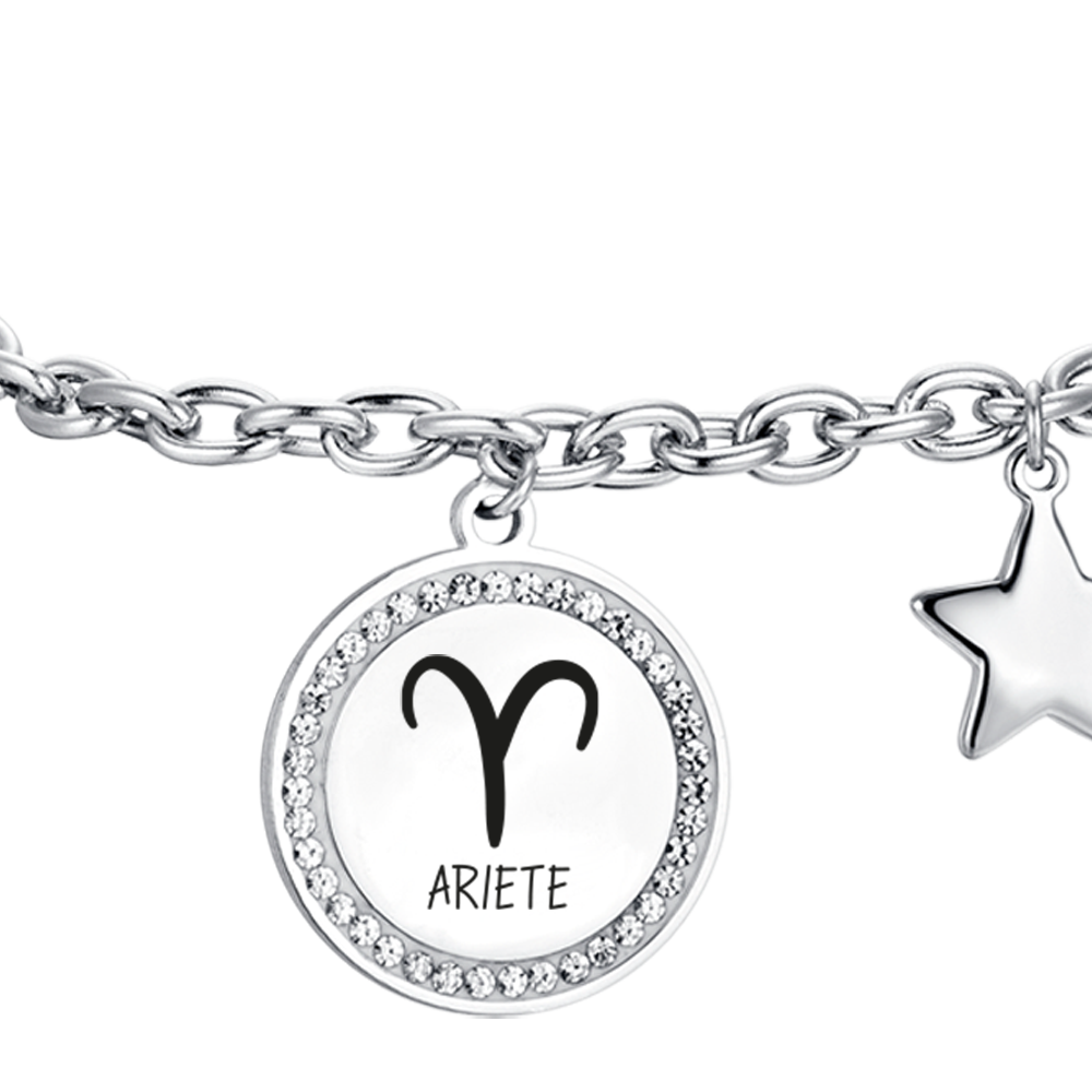 BRACCIALE DONNA IN ACCIAIO SEGNO ZODIACALE ARIETE PIASTRA