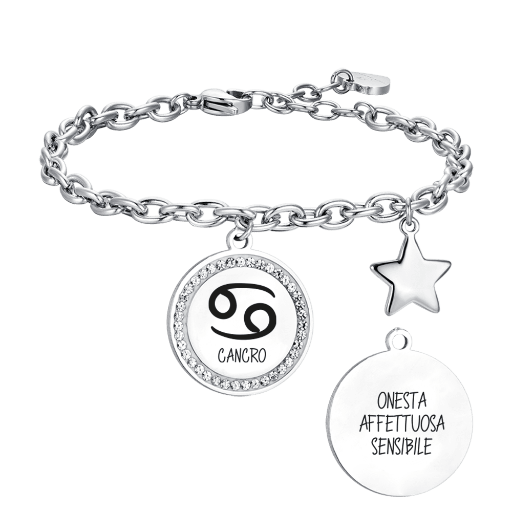 BRACCIALE DONNA IN ACCIAIO SEGNO ZODIACALE CANCRO PIASTRA