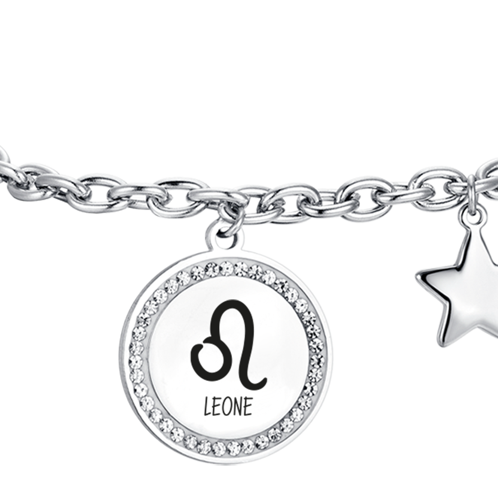 BRACCIALE DONNA IN ACCIAIO SEGNO ZODIACALE LEONE PIASTRA