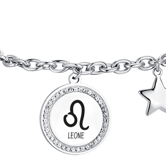 BRACCIALE DONNA IN ACCIAIO SEGNO ZODIACALE LEONE PIASTRA