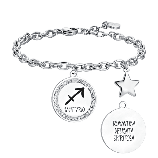 BRACCIALE DONNA IN ACCIAIO SEGNO ZODIACALE SAGITTARIO PIASTRA