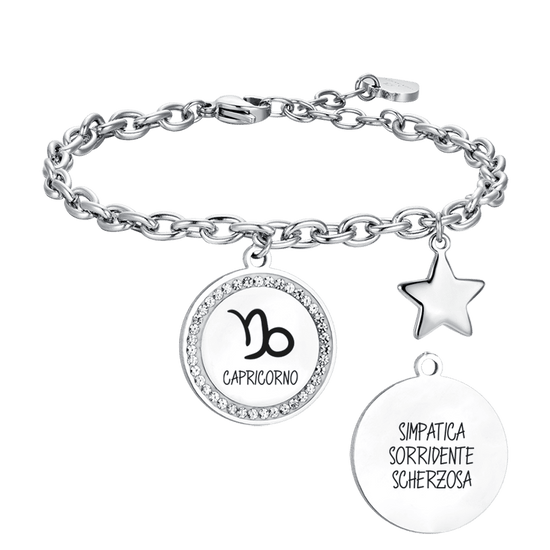 BRACCIALE DONNA IN ACCIAIO SEGNO ZODIACALE CAPRICORNO PIASTRA