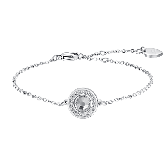 BRACCIALE DONNA IN ACCIAIO ELEMENTO CRISTALLO BIANCO E CRISTALLI BIANCHI