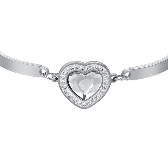 BRACCIALE DONNA IN ACCIAIO CUORE CRISTALLO BIANCO E CRISTALLI BIANCHI